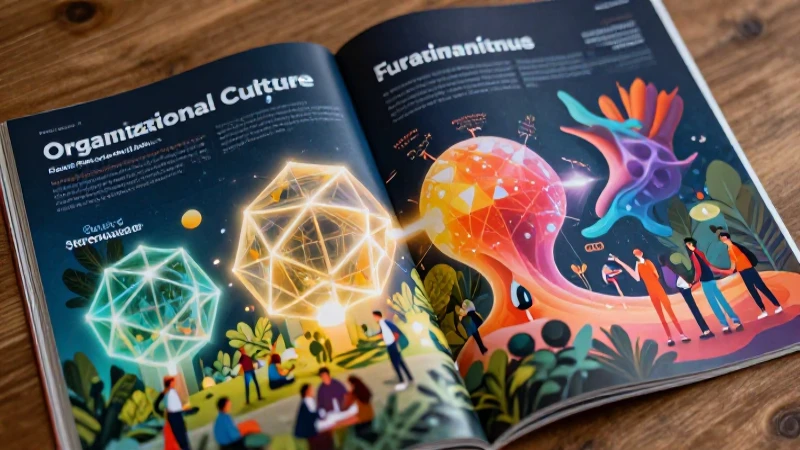 Cultura organizacional evolucionando con estética vibrante y moderna