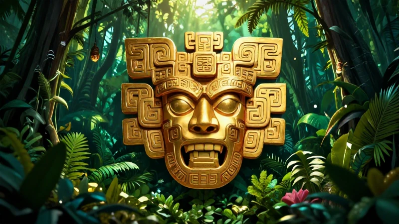 Arte azteca estilizado en selva tropical
