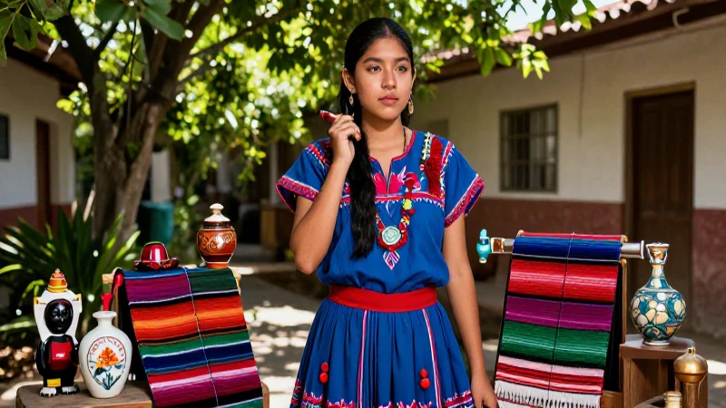 Cultura y identidad: concepto, elementos y ejemplos clave 4 Estudiante mexicano vibrante en entorno cultural detallado