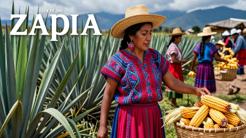 Cultura zapoteca: Resumen, características y aportes clave 6 Agricultor zapoteca en vibrante mercado de cosecha