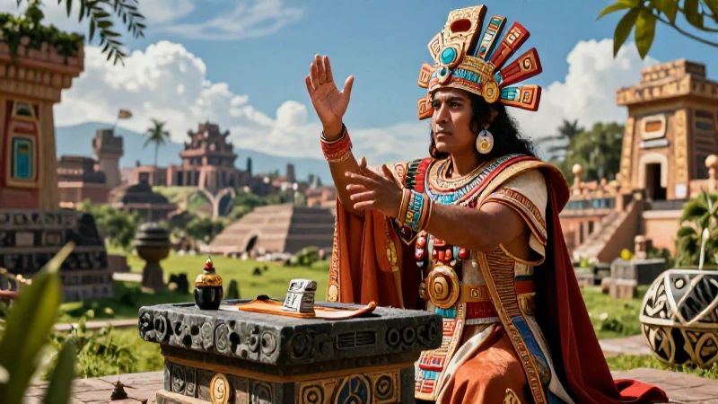 Sacerdote azteca ritual en Tenochtitlan