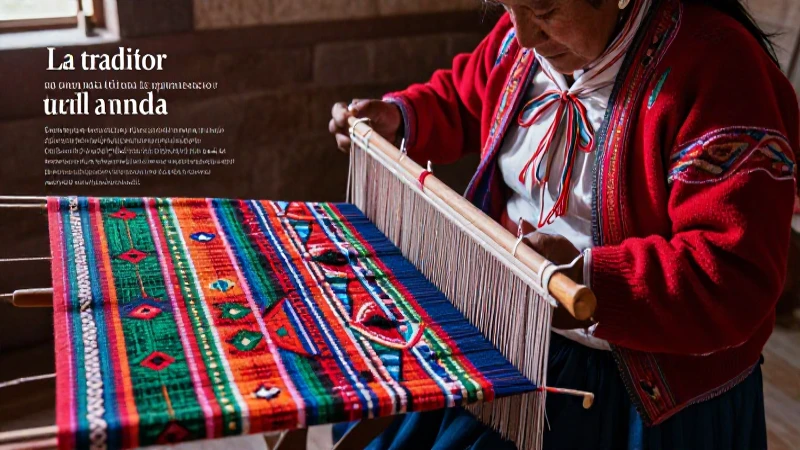 Artesano andino teje vibrantes tejidos tradicionales