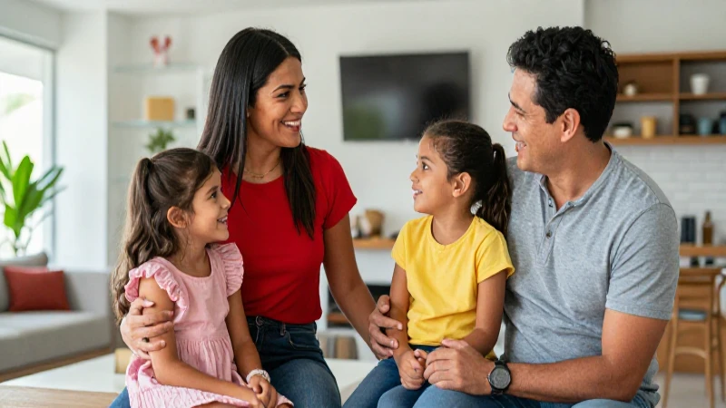 Retrato hiperrealista de familia mexicana moderna