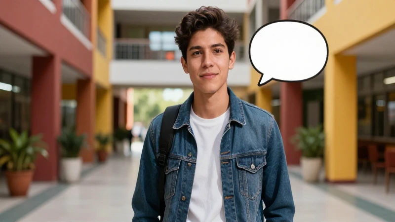 Joven mexicano carismático en un entorno universitario dinámico