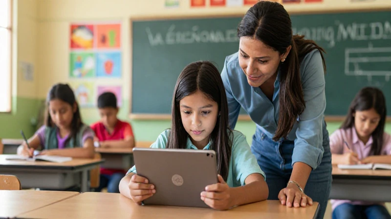 Aula mexicana moderna con aprendizaje digital