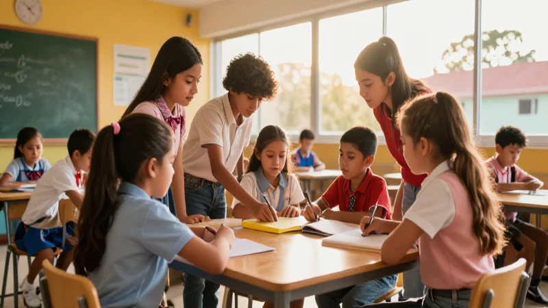 Aprende sobre la Nueva Escuela Mexicana con nuestro curso en línea SEP 3 Estudiantes mexicanos colaboran bajo la luz del atardecer