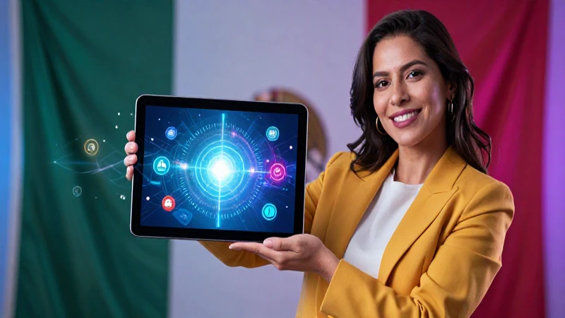 Aprende sobre la Nueva Escuela Mexicana con nuestro curso en línea SEP 4 Educadora mexicana moderna con tablet educativa vibrante
