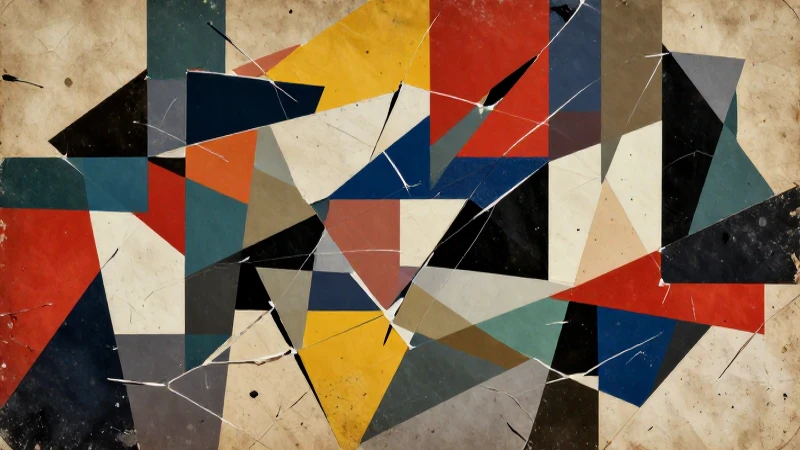 Collage dadaista con formas geométricas y alto contraste
