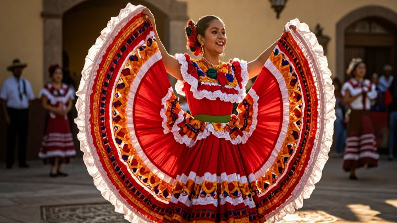 Danzante mexicano vibrante en su traje tradicional