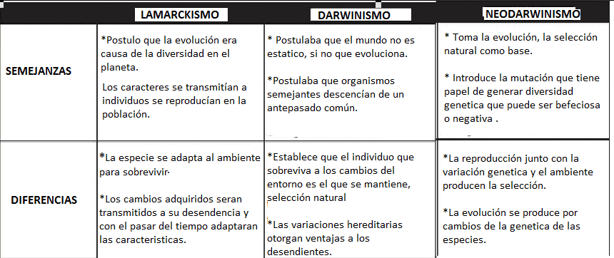 darwin vs lamarck diferencias y similitudes en un cuadro comparativo