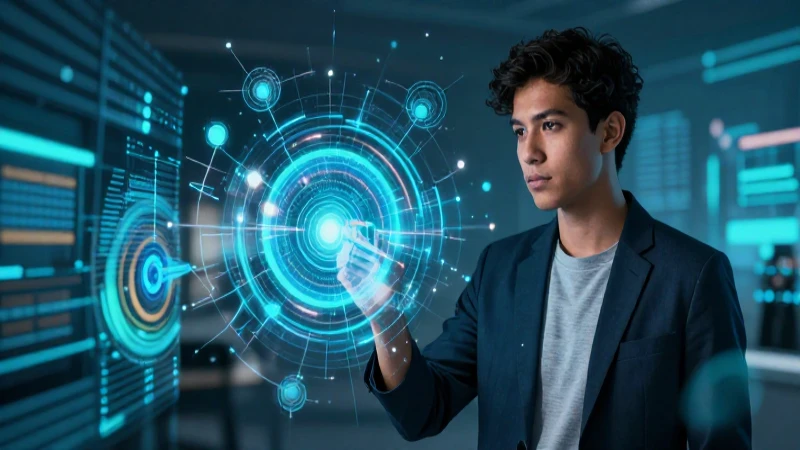 Datos: Concepto, tipos y ejemplos para entender mejor 3 Analista joven mexicano con datos vibrantes en estética premium