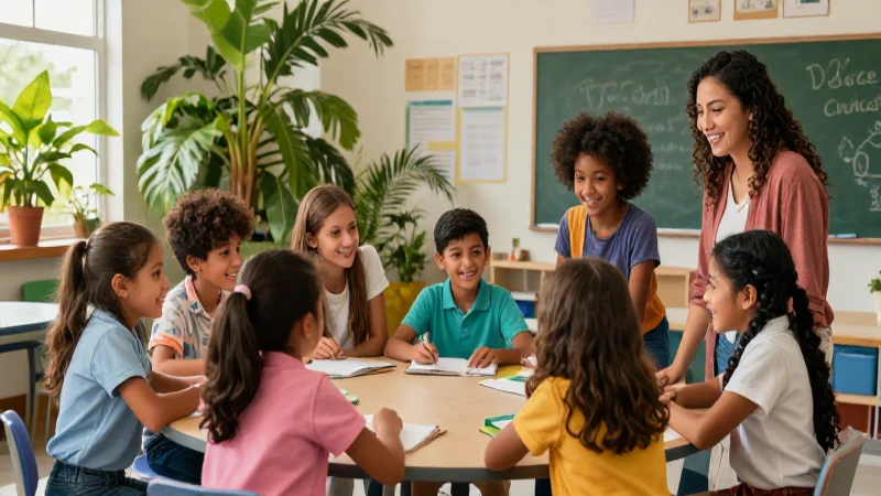 Niños mexicanos colaboran feliz en un ambiente educativo moderno