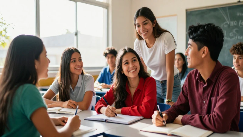 Estudiantes diversos colaboran en aula mexicana moderna