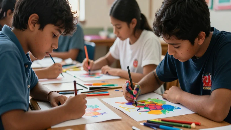Estudiantes mexicanos crean arte vibrante en un aula dinámica