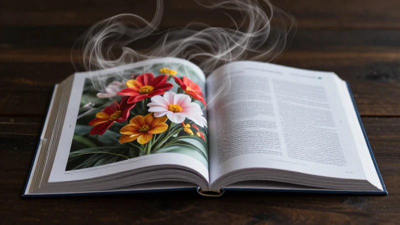 Libro abierto y flores simbolizan vida y cambio
