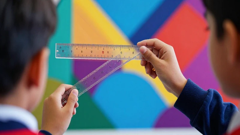 Aprende todo sobre los decímetros: definición, usos y conversiones 3 Estudiante interactúa con regla en fondo abstracto