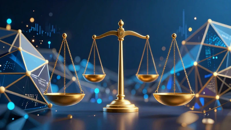 Ilustración digital abstracta sobre finanzas y justicia