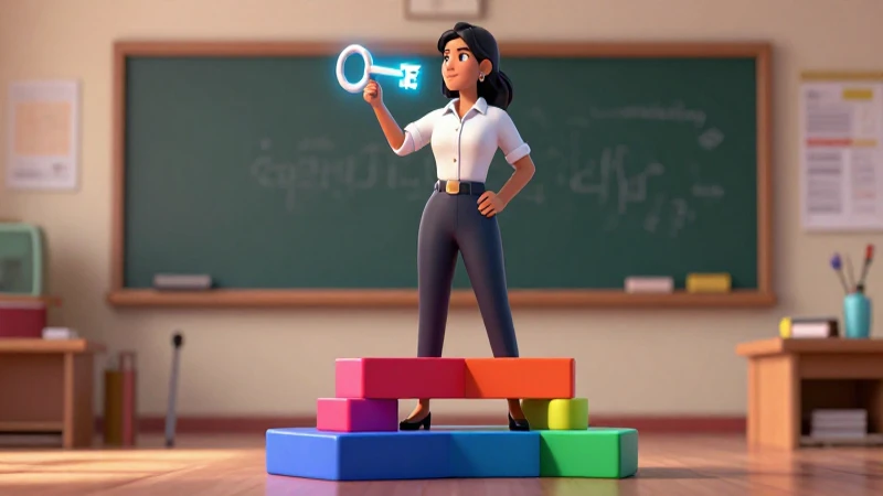 Educadora mexicana confiada sostiene clave
