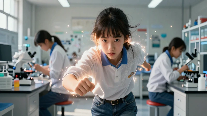 Qué es la fuerza en física y cuáles son sus tipos y ejemplos 6 Joven estudiante radiante en un laboratorio dinámico