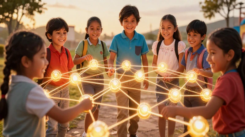 Niños mexicanos aprendiendo con red de conocimiento