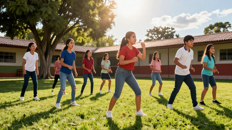 Definiciones de educación física: conceptos y corrientes 6 Estudiantes mexicanos activos en el patio escolar