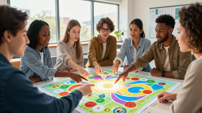 Educadores colaboran sobre mapa estratégico brillante