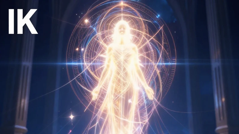 Figura luminosa, arte digital, alto impacto