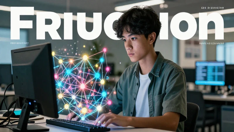 Estudiante con hologramas de datos en un entorno moderno