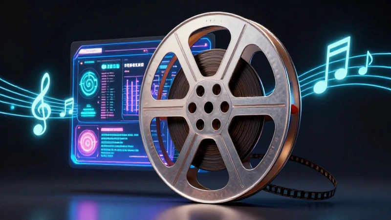 Definir videoclip: historia, concepto y su evolución 3 Carrete de película antiguo fusionado con holograma digital