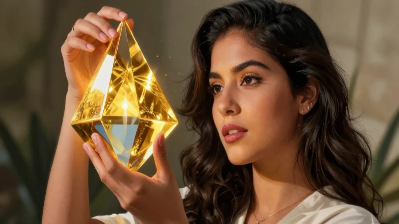 Joven mexicana contempla un arte dorado brillante