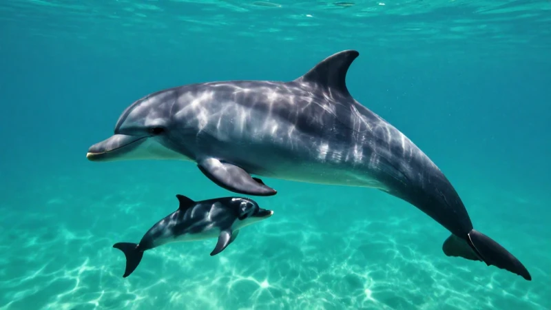 Delfines en azul tropical vibrante