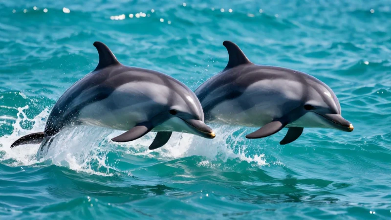 Delfines saltando en vibrante océano