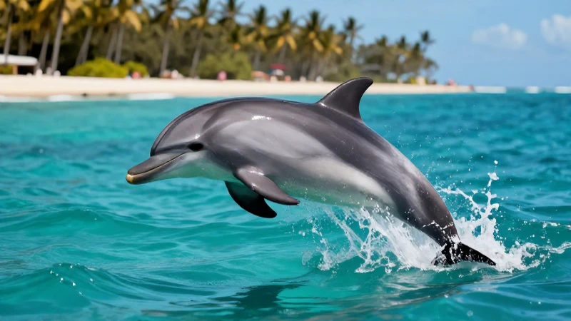 Delfín saltando en un océano azul vibrante