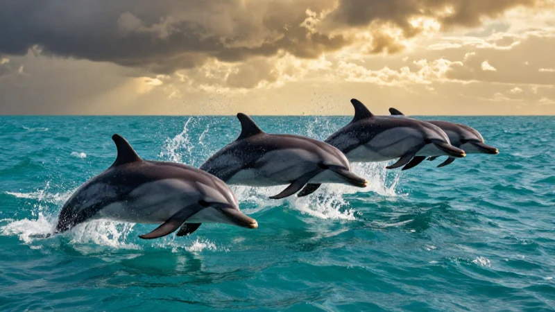 Delfines en el mar: maravillas del océano que nos rodea 3 Delfines en azul con luz dorada dramática