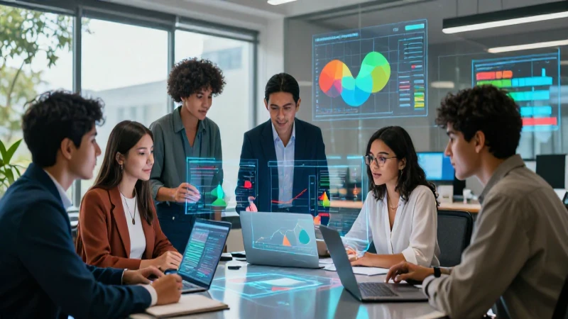 Estudiantes analizan datos demográficos holográficos