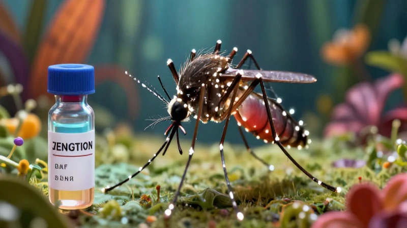 Mosquito del dengue con vial de diagnóstico