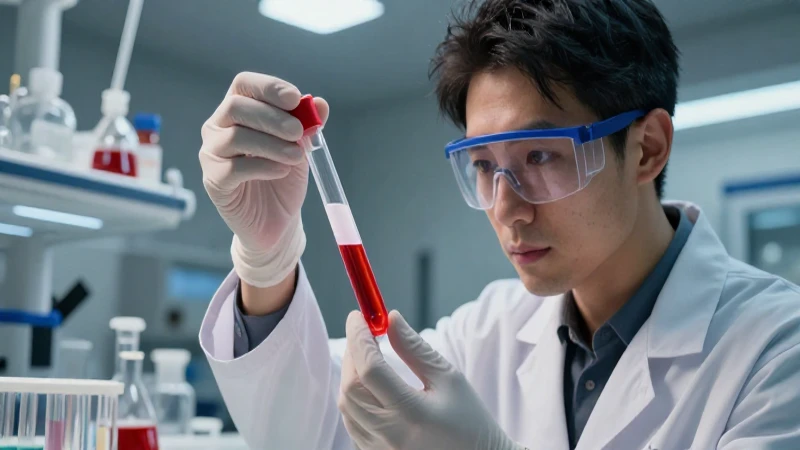 Científico examina muestra de sangre en laboratorio moderno