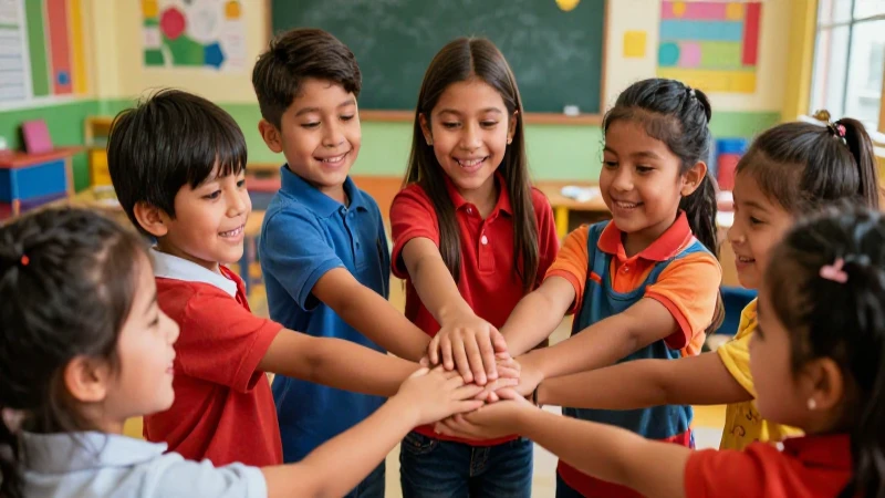 Niños mexicanos felices y apoyo educativo moderno