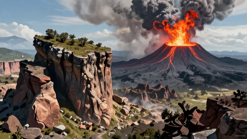 Colisión tectónica y erupción volcánica épica