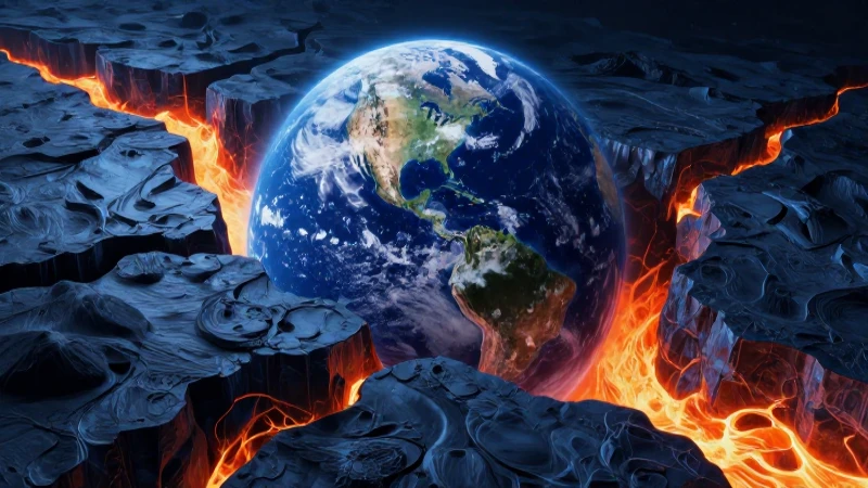 Tierra dinámica con magma y placas tectónicas