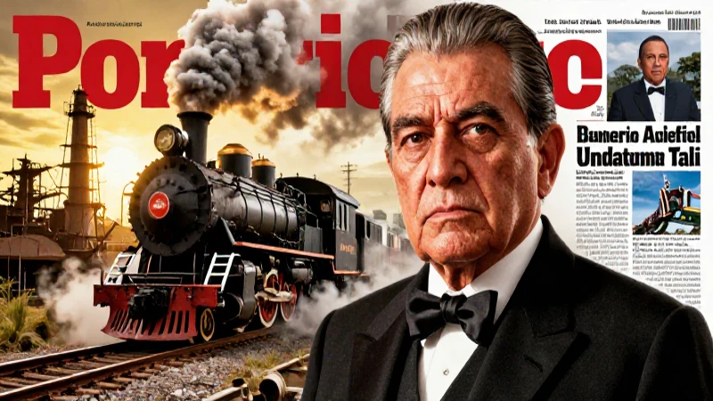 El Porfiriato: Un análisis del desarrollo económico sin precedentes 3 Retrato dinámico de Porfirio Díaz con estética industrial