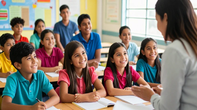 Alumnos mexicanos felices en clase vibrante