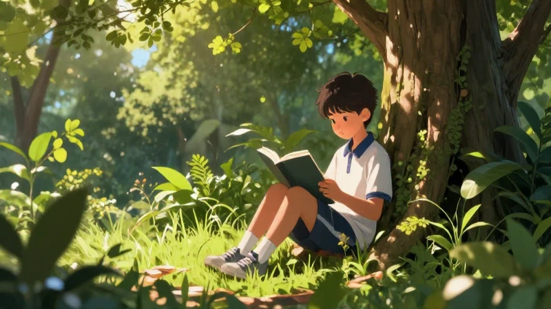 Podrías explicarme qué es el descanso y su concepto esencial 5 Estudiante leyendo en un rincón natural y soleado