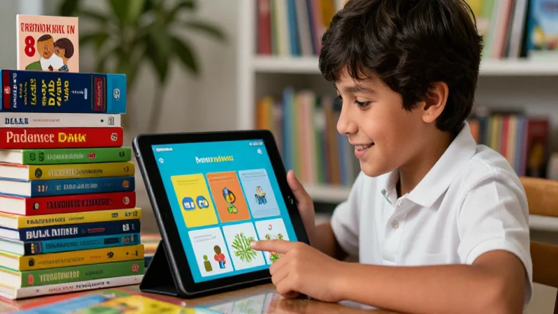 Descarga libros de texto gratuitos para 4° grado y ahorra en educación 3 Estudiante sonriente aprende digitalmente con libros coloridos