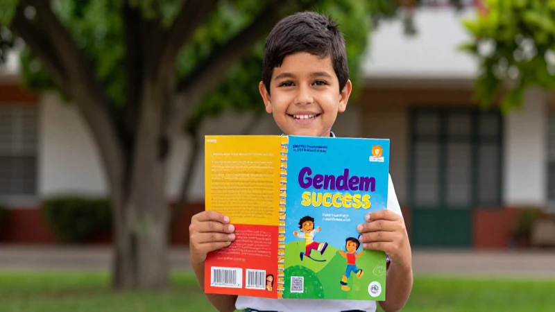 Estudiante feliz con libro, éxito académico dinámico
