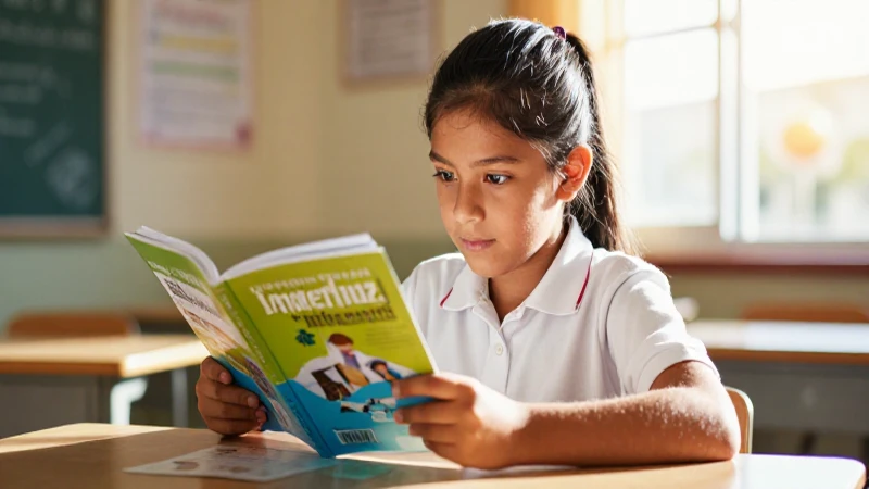 Niño mexicano estudiando en ilustración vibrante