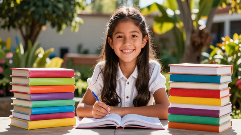 Descarga gratis libros de texto para segundo grado de primaria 4 Joven mexicano alegre entre libros y jardín escolar