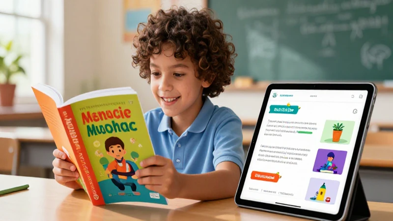 Estudiante sonriente con su libro digital