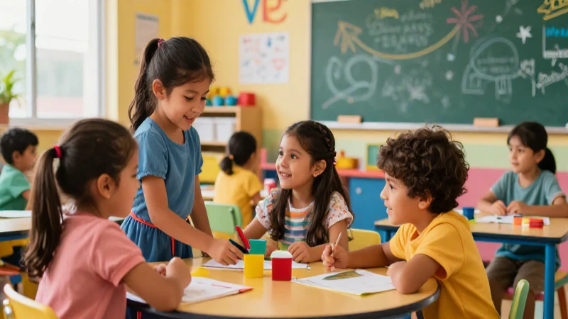 Clase mexicana colorida, niños felices y aprendizaje vibrante