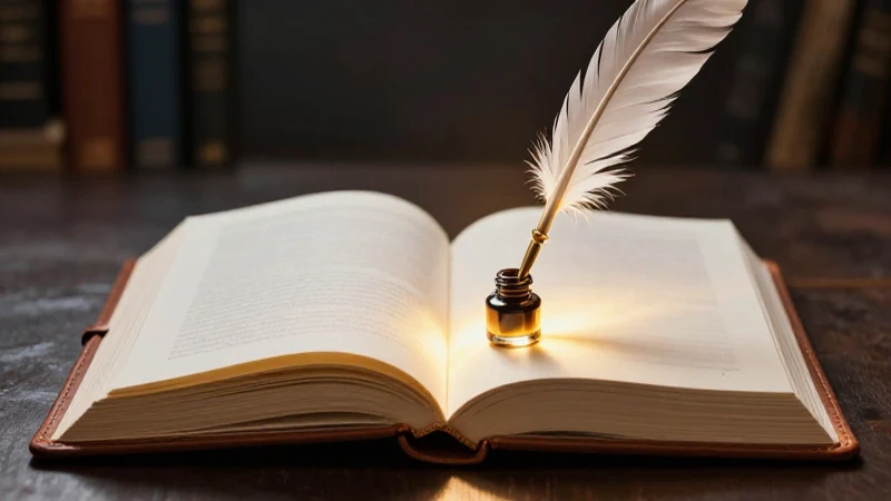 Libro de cuero con magia, luz y pluma